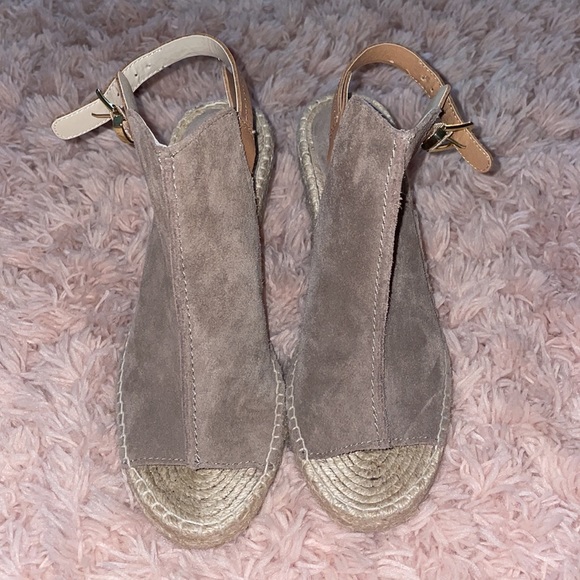Seychelles Taupe Suede Espadrilles Wedge Sandals - Picture 3 of 10